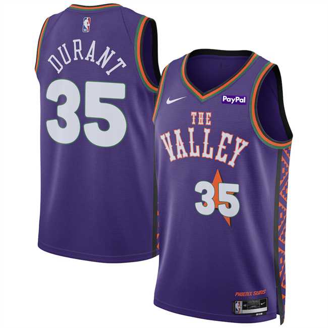 Mens Phoenix Suns #35 Kevin Durant Purple 2024-25 City Edition Stitched Jersey Dzhi